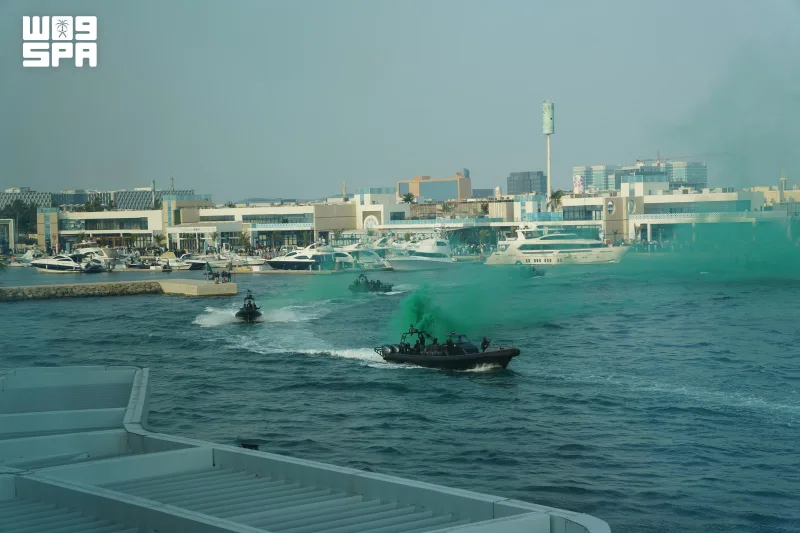 Seahawk Helicopters and Boat Formations: Saudi Navy Celebrates National Day Over Jeddah's Waters