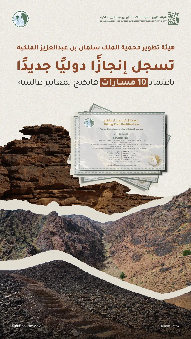 የንጉሥ ሰልማን ሮያል ሪዘርቭ 10 የእግር ጉዞ መንገዶች ዓለም አቀፍ እውቅና አገኙ