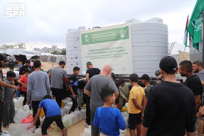 KSrelief pumps 500,000 litres of safe drinking water across Gaza Strip governorates